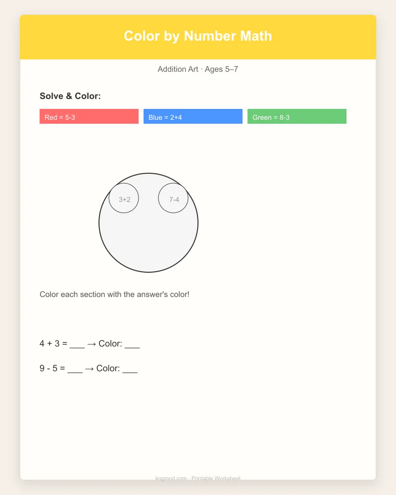 Preview of Color-by-Number Math — Addition & Multiplication Art