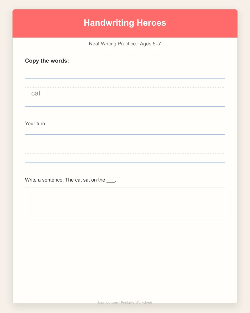 Preview of Handwriting Heroes — Neat Writing Practice Sheets