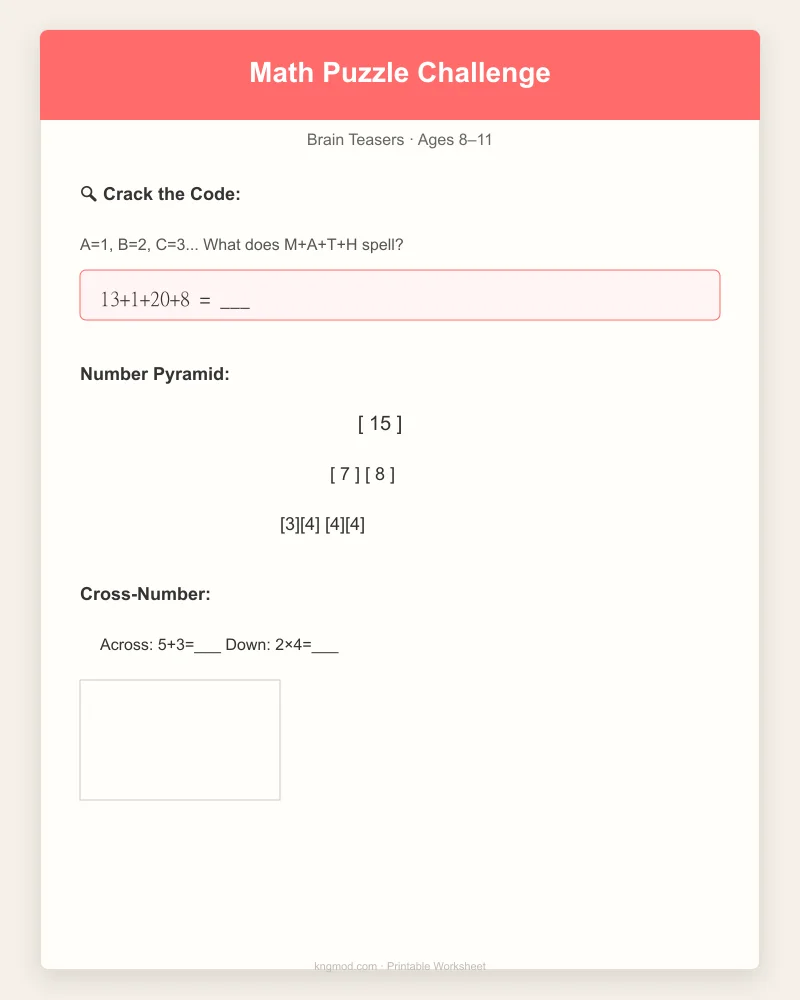 Preview of Math Puzzle Challenge — Brain Teasers & Logic Grids