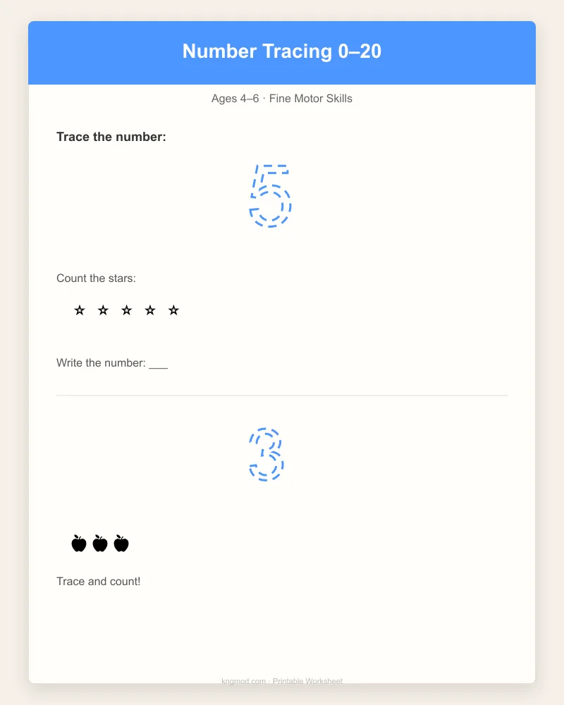 Preview of Number Tracing Adventure — Learn to Write 0–20