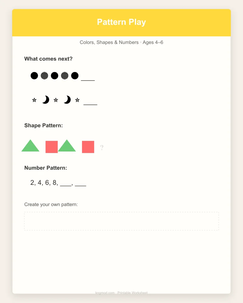 Preview of Pattern Recognition Play — Colors, Shapes & Numbers