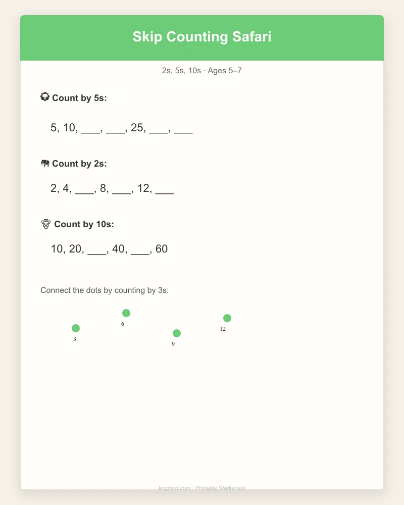 Preview of Skip Counting Safari — 2s, 5s, 10s & Beyond
