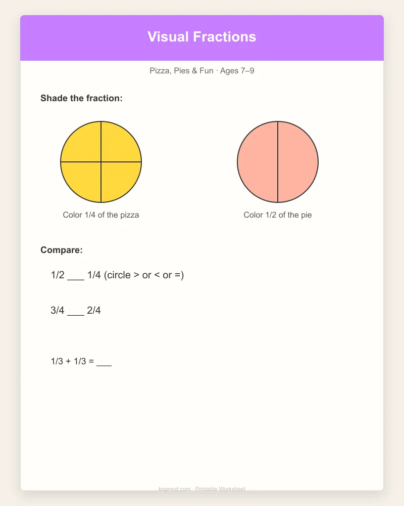 Preview of Visual Fraction Explorer — Pizza, Pies & Fun Fractions